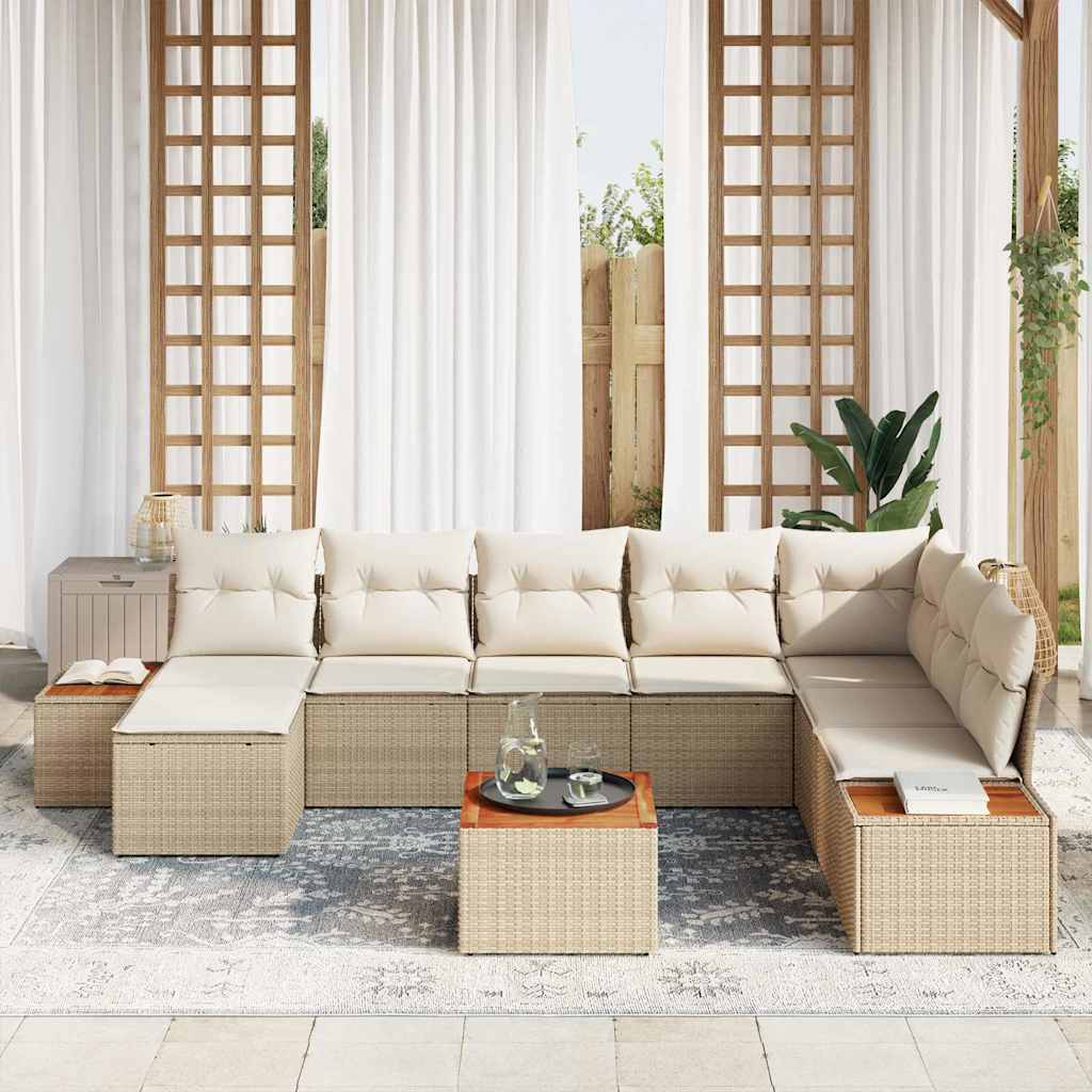 Garten-Sofa-Set 9 pcs Beige und Creme 319 x 209 x 85 cm
