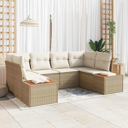 Garten-Sofa-Set 6 pcs Beige und Creme 234 x 154 x 85 cm