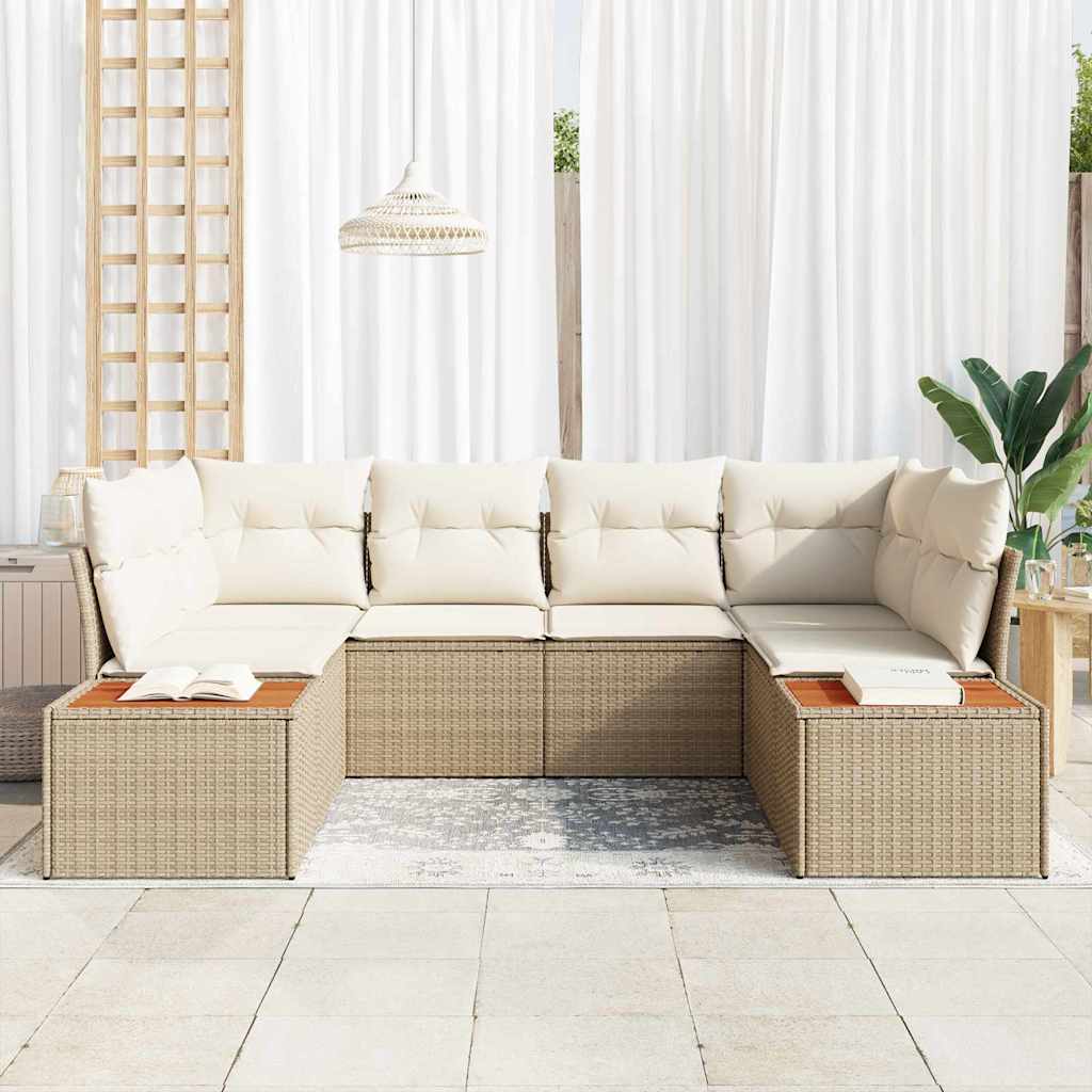 Garten-Sofa-Set 6 pcs Beige und Creme 234 x 154 x 85 cm