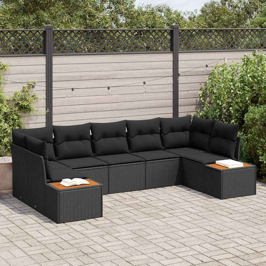 Garten-Sofa-Set 7 pcs Schwarz 289 x 154 x 85 cm Poly Rattan