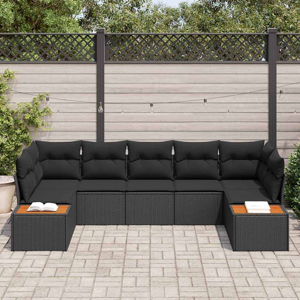 Garten-Sofa-Set 7 pcs Schwarz 289 x 154 x 85 cm Poly Rattan