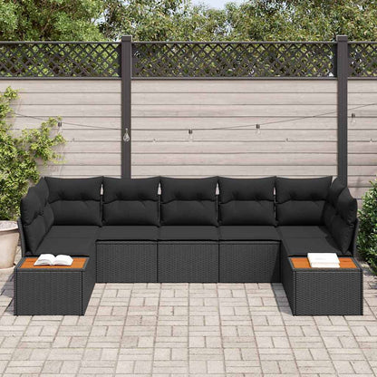 Garten-Sofa-Set 7 pcs Schwarz 289 x 154 x 85 cm Poly Rattan