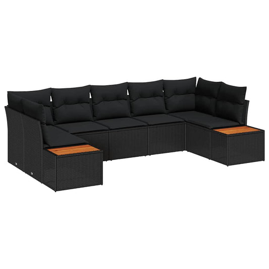 Garten-Sofa-Set 7 pcs Schwarz 289 x 154 x 85 cm Poly Rattan