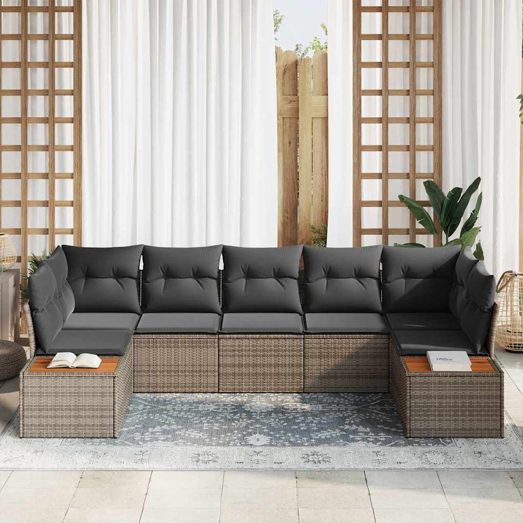 Garten-Sofa-Set 7 pcs Grau 289 x 154 x 85 cm Poly Rattan