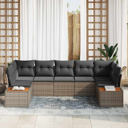 Garten-Sofa-Set 7 pcs Grau 289 x 154 x 85 cm Poly Rattan