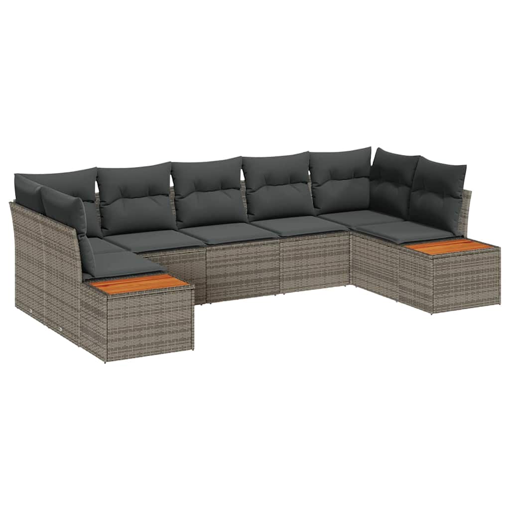Garten-Sofa-Set 7 pcs Grau 289 x 154 x 85 cm Poly Rattan