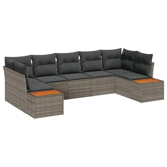 Garten-Sofa-Set 7 pcs Grau 289 x 154 x 85 cm Poly Rattan