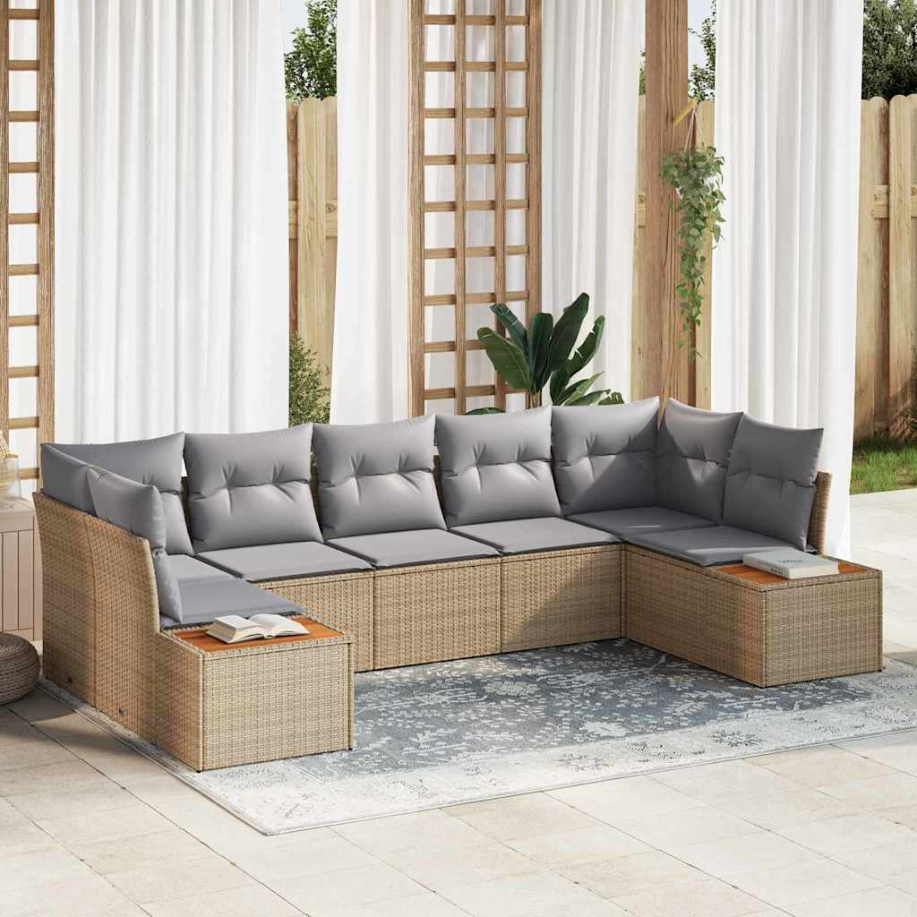 Garten-Sofa-Set 7 pcs Beige und Hellgrau 289 x 154 x 85 cm