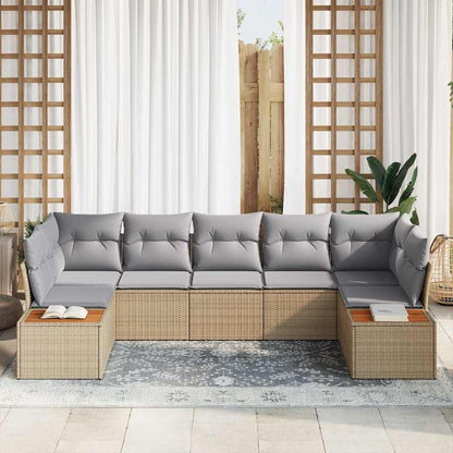 Garten-Sofa-Set 7 pcs Beige und Hellgrau 289 x 154 x 85 cm
