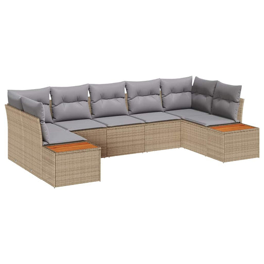 Garten-Sofa-Set 7 pcs Beige und Hellgrau 289 x 154 x 85 cm