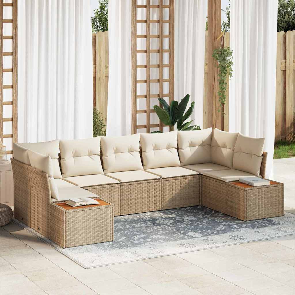 Garten-Sofa-Set 7 pcs Beige und Creme 289 x 154 x 85 cm