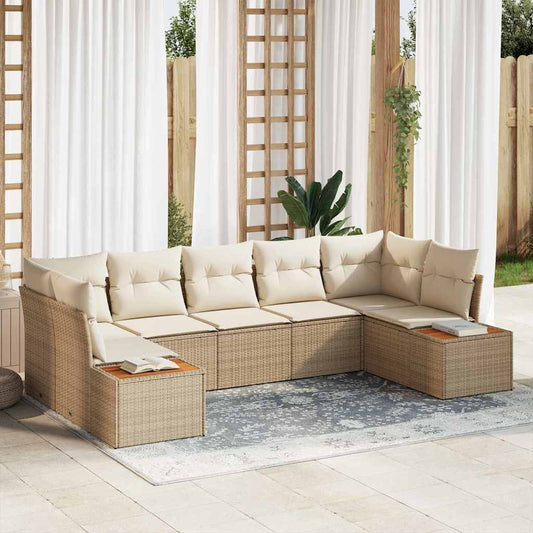 Garten-Sofa-Set 7 pcs Beige und Creme 289 x 154 x 85 cm