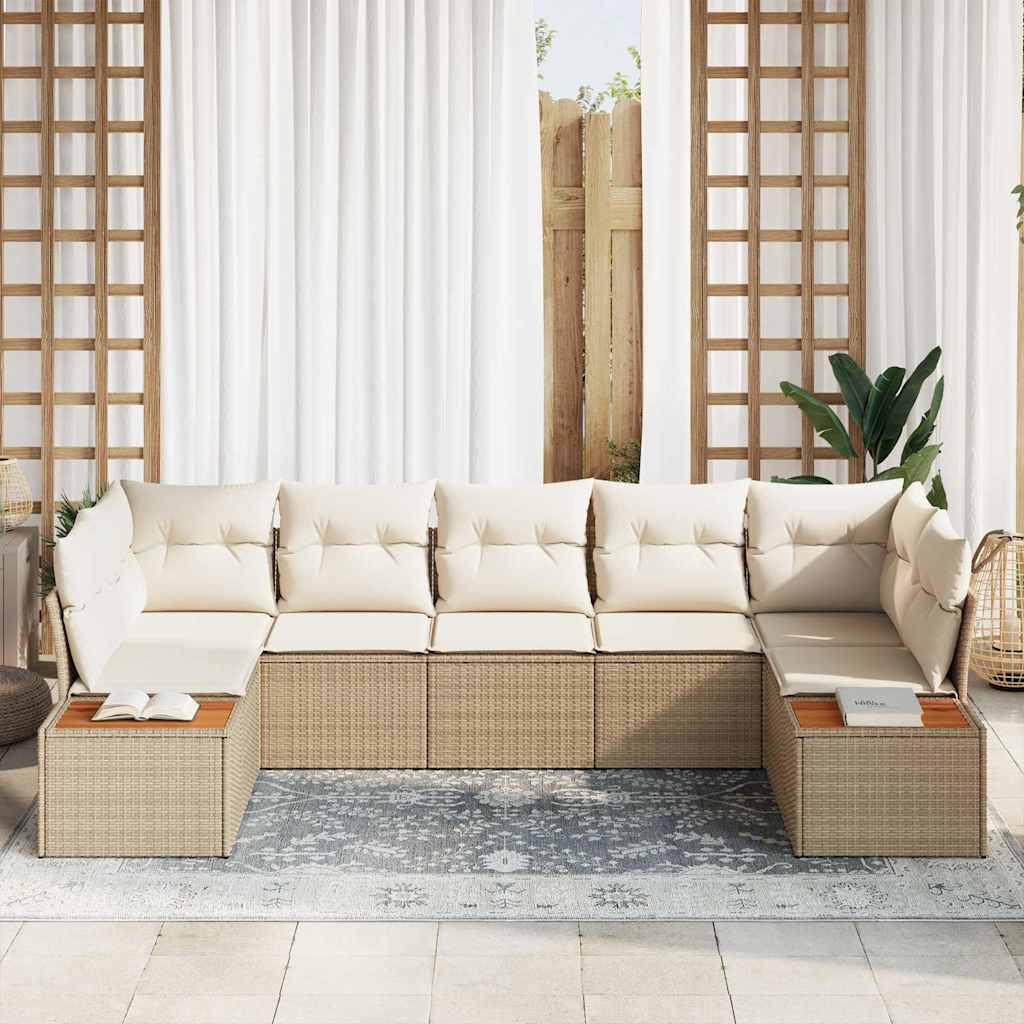 Garten-Sofa-Set 7 pcs Beige und Creme 289 x 154 x 85 cm