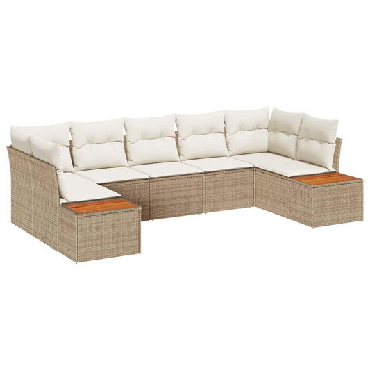 Garten-Sofa-Set 7 pcs Beige und Creme 289 x 154 x 85 cm