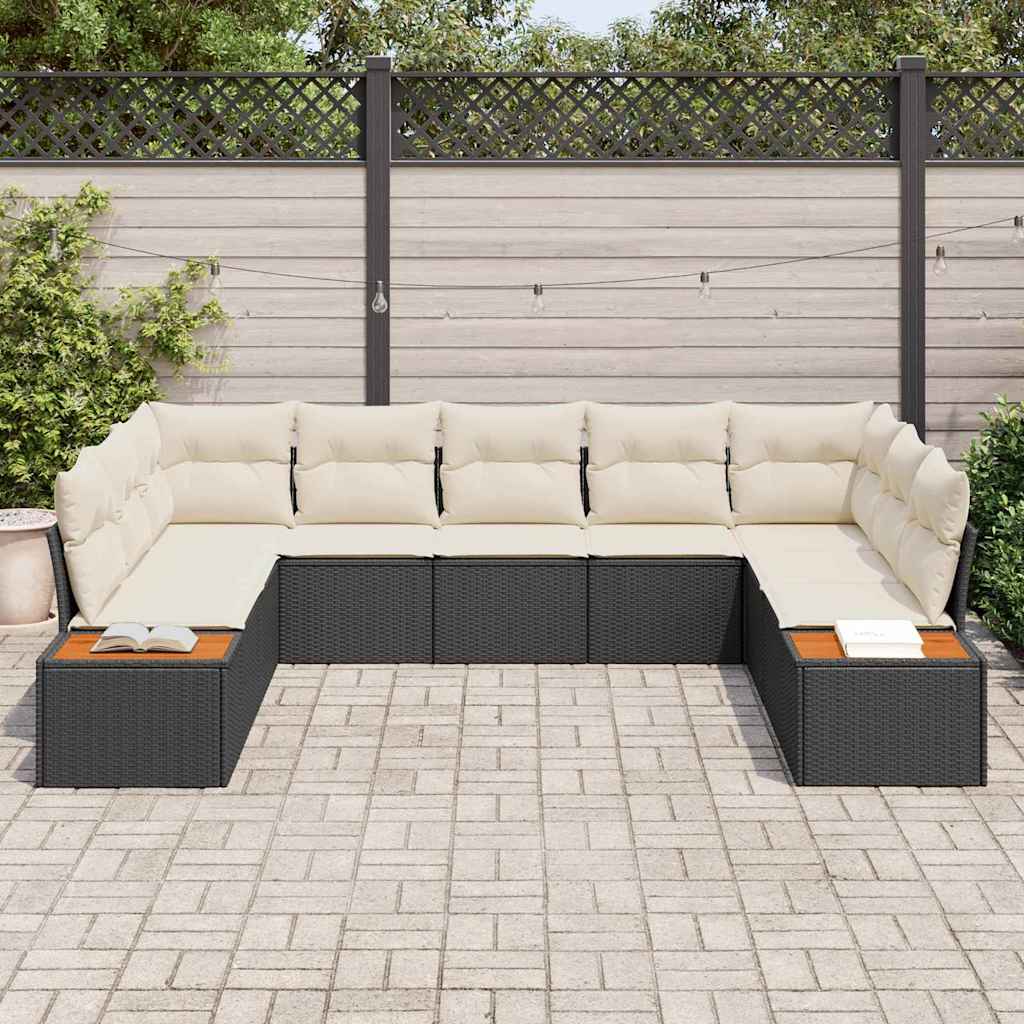 Garten-Sofa-Set 5 pcs Schwarz und Creme 289 x 209 x 85 cm