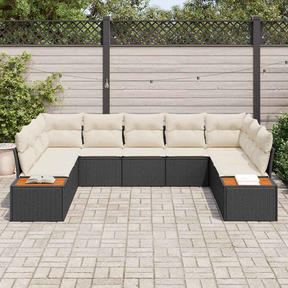 Garten-Sofa-Set 5 pcs Schwarz und Creme 289 x 209 x 85 cm