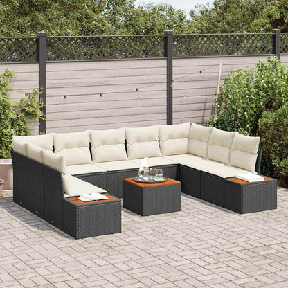 Garten-Sofa-Set 6 pcs Schwarz und Creme 289 x 209 x 85 cm