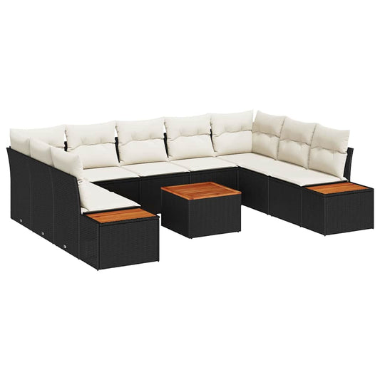 Garten-Sofa-Set 6 pcs Schwarz und Creme 289 x 209 x 85 cm