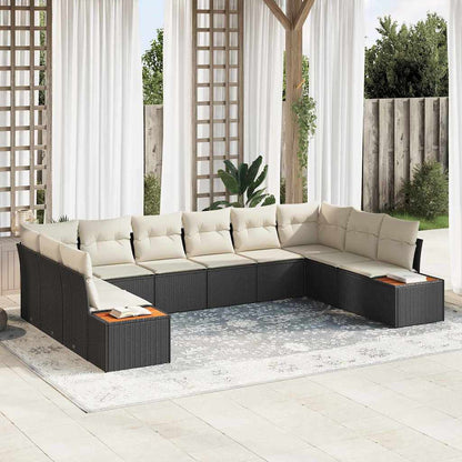Garten-Sofa-Set 10 pcs Schwarz und Creme 344 x 209 x 85 cm