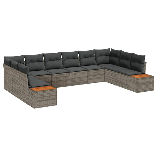 Garten-Sofa-Set 10 pcs Grau 344 x 209 x 85 cm Poly Rattan