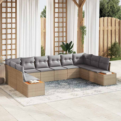 Garten-Sofa-Set 10 pcs Beige und Hellgrau 344 x 209 x 85 cm