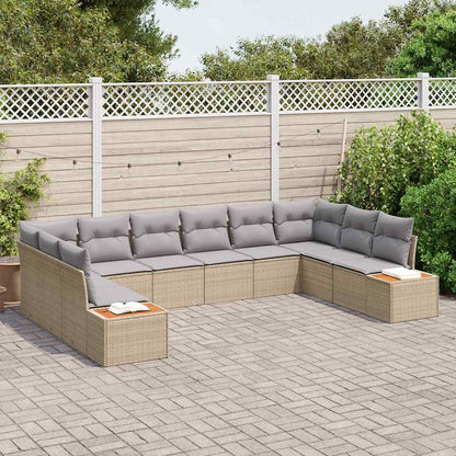 Garten-Sofa-Set 10 pcs Beige und Hellgrau 344 x 209 x 85 cm