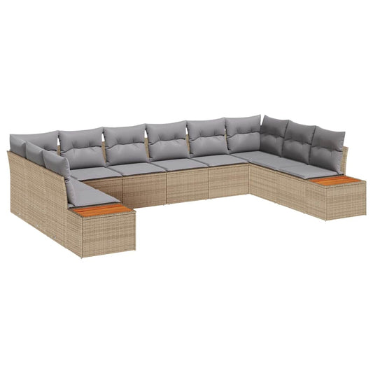 Garten-Sofa-Set 10 pcs Beige und Hellgrau 344 x 209 x 85 cm