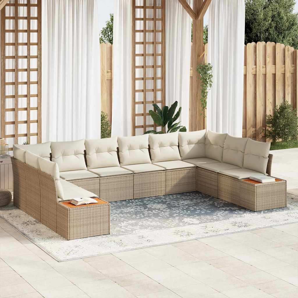 Garten-Sofa-Set 10 pcs Beige und Creme 344 x 209 x 85 cm
