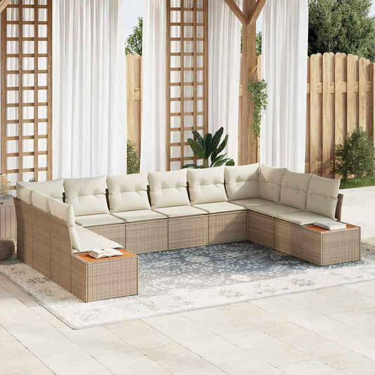 Garten-Sofa-Set 10 pcs Beige und Creme 344 x 209 x 85 cm