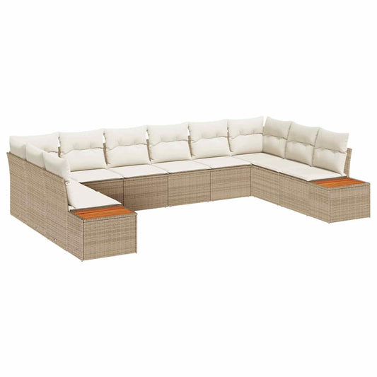 Garten-Sofa-Set 10 pcs Beige und Creme 344 x 209 x 85 cm
