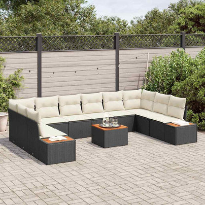Garten-Sofa-Set 11 pcs Schwarz und Creme 344 x 209 x 85 cm