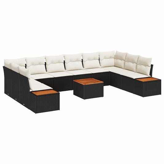 Garten-Sofa-Set 11 pcs Schwarz und Creme 344 x 209 x 85 cm