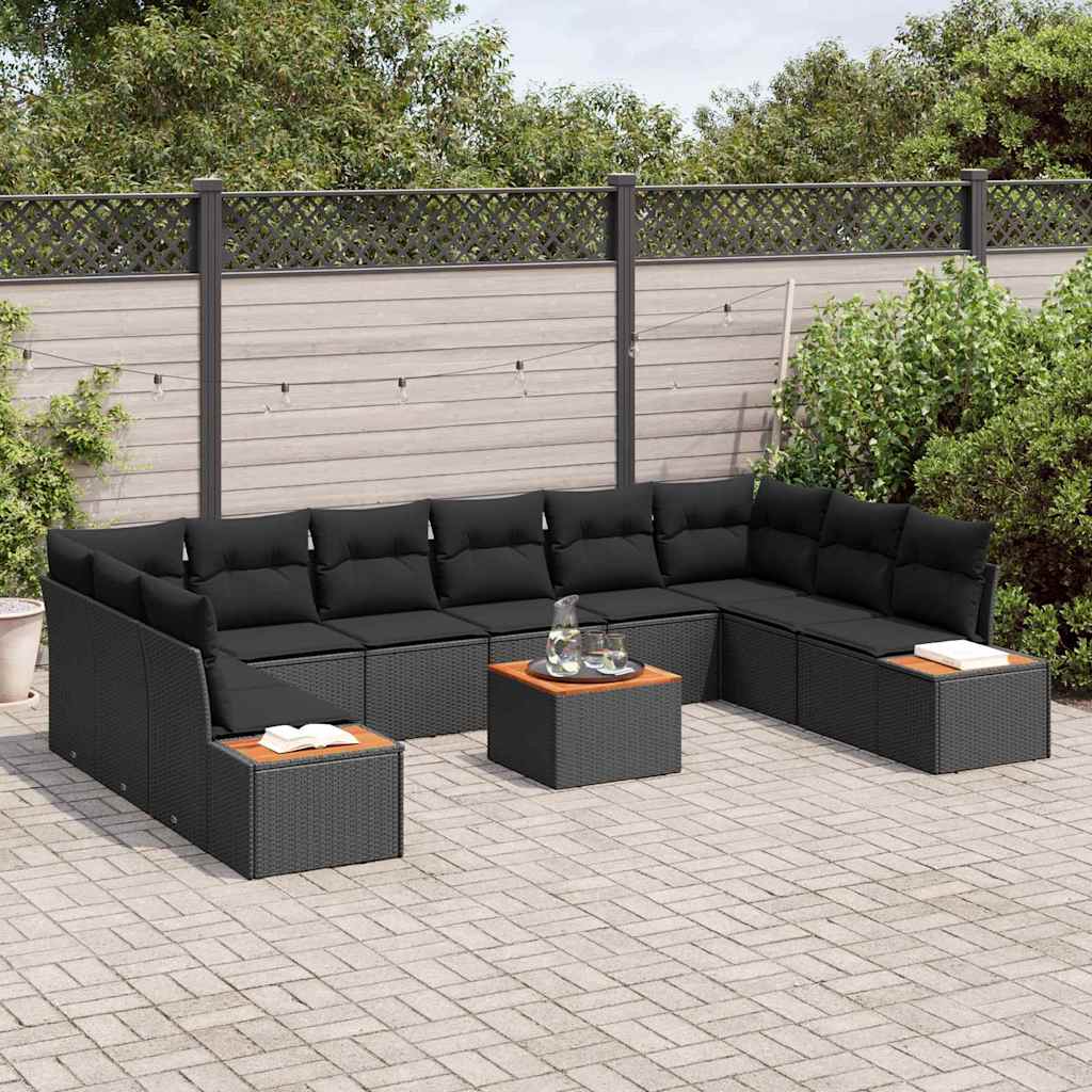 Garten-Sofa-Set 11 pcs Schwarz 344 x 209 x 85 cm Poly Rattan