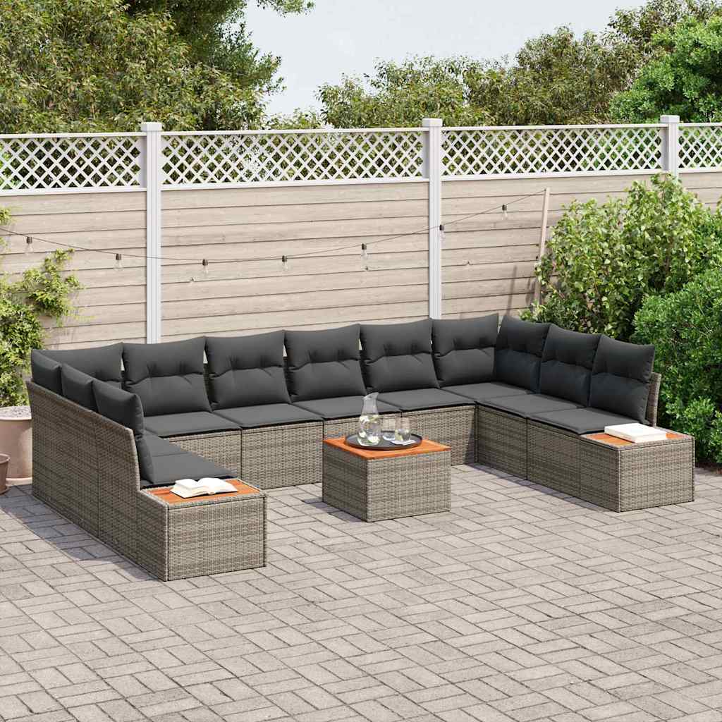 Garten-Sofa-Set 11 pcs Grau 344 x 209 x 85 cm Poly Rattan