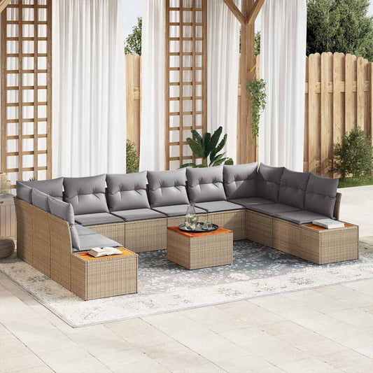 Garten-Sofa-Set 11 pcs Beige und Hellgrau 344 x 209 x 85 cm