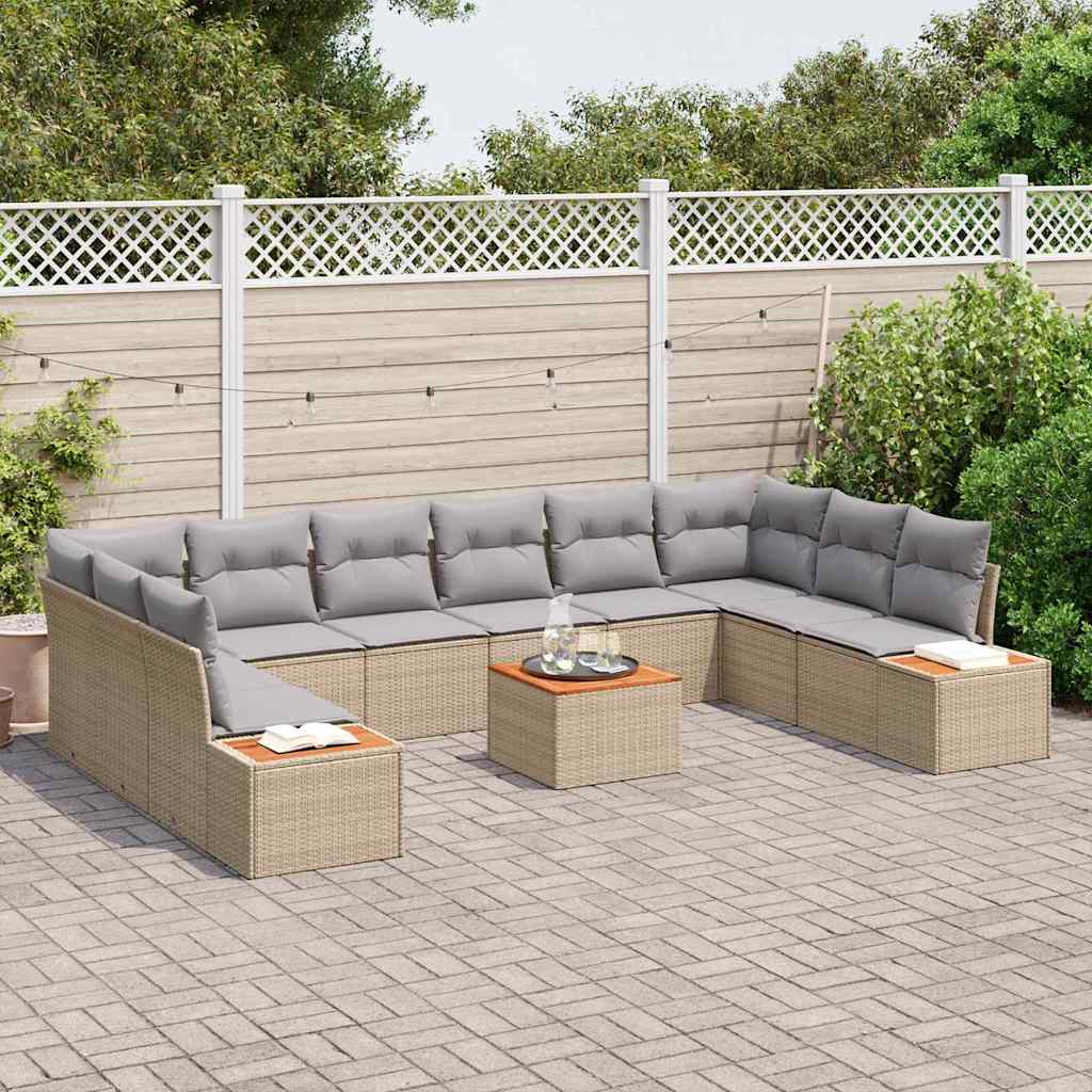Garten-Sofa-Set 11 pcs Beige und Hellgrau 344 x 209 x 85 cm