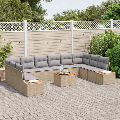 Garten-Sofa-Set 11 pcs Beige und Hellgrau 344 x 209 x 85 cm