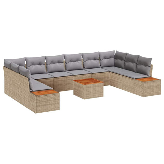 Garten-Sofa-Set 11 pcs Beige und Hellgrau 344 x 209 x 85 cm