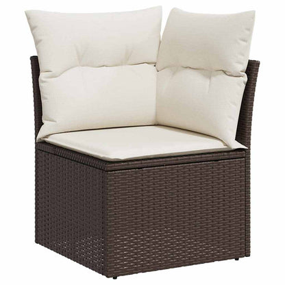 Garten-Sofa-Set mit Kissen mit Speicher 8 pcs Braun Poly Rattan