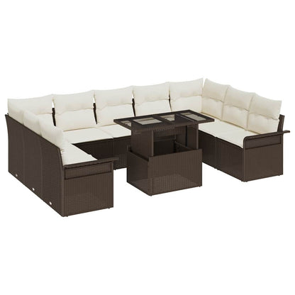 Garten-Sofa-Set 10 pcs Braun 100 x 55 x 73 cm Poly Rattan