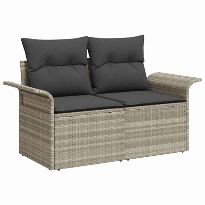 Garten-Sofa-Set mit Kissen 10 pcs Hellgrau Poly Rattan