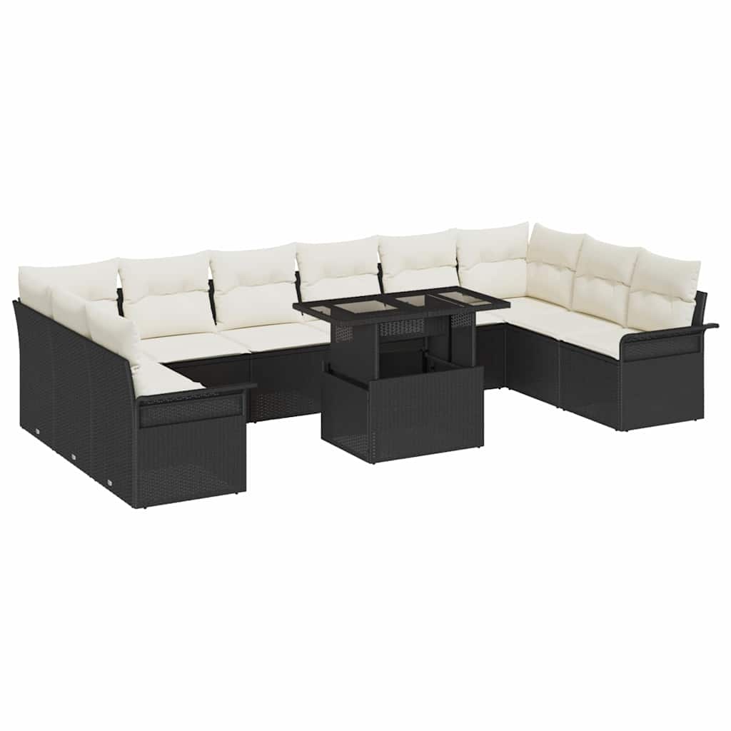Garten-Sofa-Set 11 pcs Schwarz 100 x 55 x 73 cm Poly Rattan