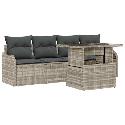 Garten-Sofa-Set 5 pcs Hellgrau 100 x 55 x 73 cm Poly Rattan