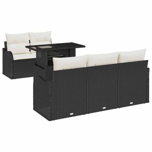 Garten-Sofa-Set 6 pcs Schwarz 100 x 55 x 73 cm Poly Rattan