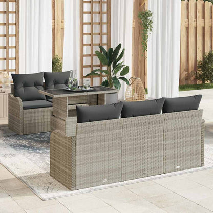 Garten-Sofa-Set 6 pcs Hellgrau 100 x 55 x 73 cm Poly Rattan