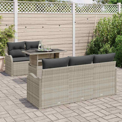 Garten-Sofa-Set 6 pcs Hellgrau 100 x 55 x 73 cm Poly Rattan
