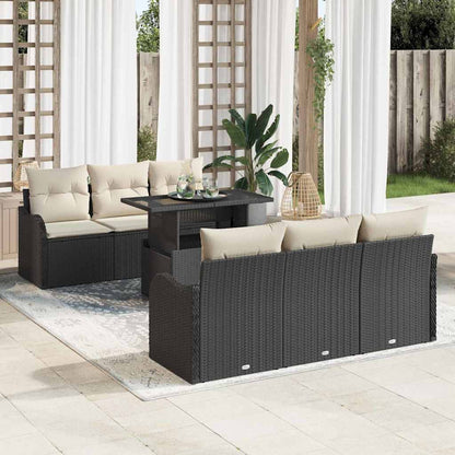 Garten-Sofa-Set 7 pcs Schwarz 100 x 55 x 73 cm Poly Rattan