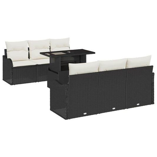 Garten-Sofa-Set 7 pcs Schwarz 100 x 55 x 73 cm Poly Rattan