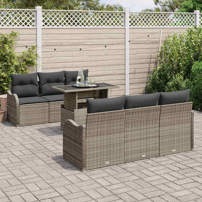 Garten-Sofa-Set Manuell 7 pcs Grau 100 x 55 x 73 cm Poly Rattan