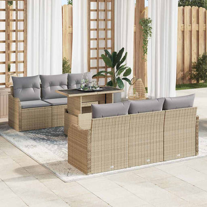 Garten-Sofa-Set 7 pcs Beige 100 x 55 x 73 cm Poly Rattan